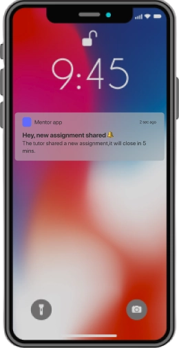 Push notification screen keeping students updated on assignments and evaluations in the Mentor app