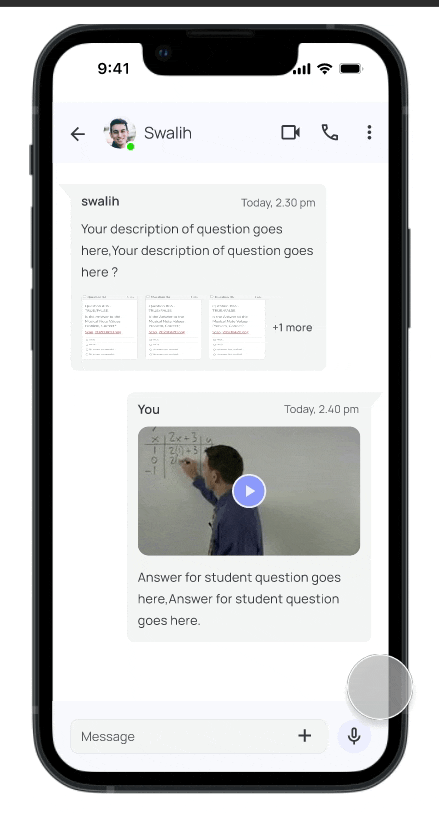 Animated demo of quiz and poll homework types in the Mentor app