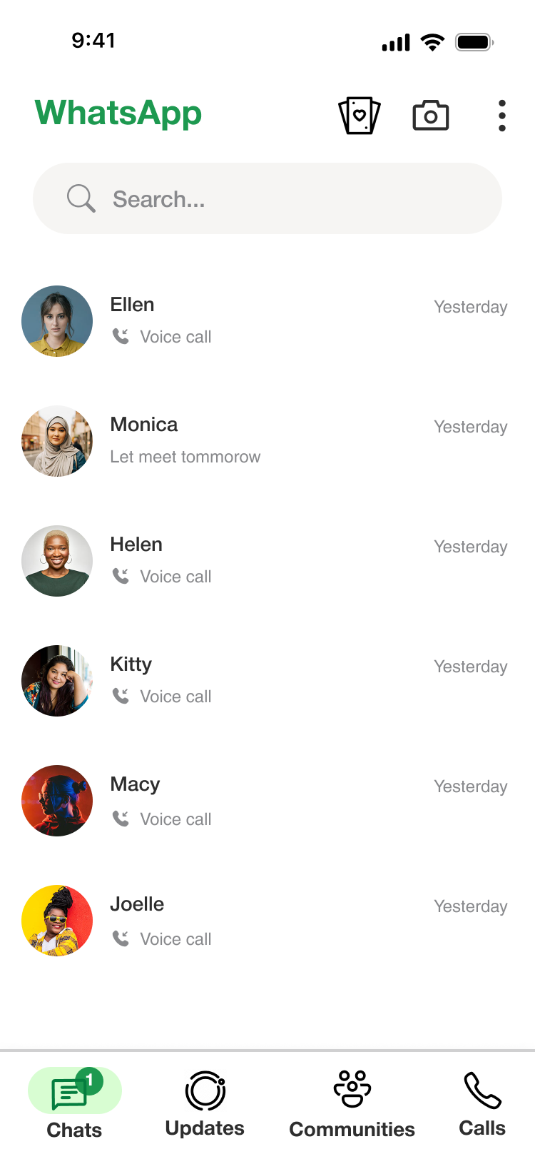Card Game feature placed at the top section of WhatsApp chat for better discoverability