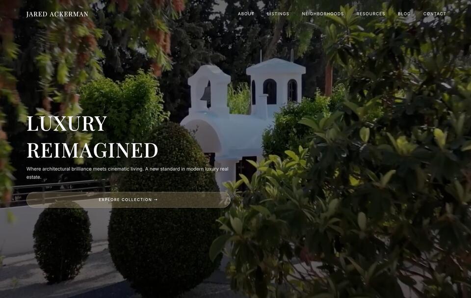 AI Visibility Website - Hero section with luxury real estate branding