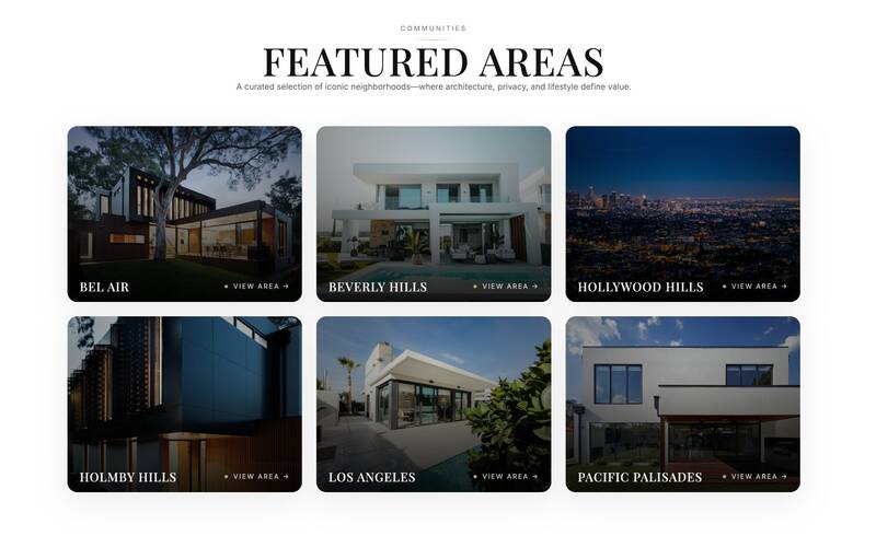AI Visibility Website - Featured neighborhood areas grid