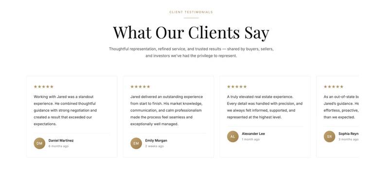AI Visibility Website - Client testimonials with star ratings