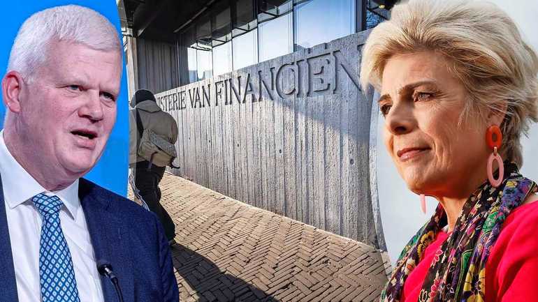 Voorzitter Chris van Dam van de commissie-Van Dam, de kabinetsadviseur van de SGH van medeoprichtster Laurentien te omarmen.