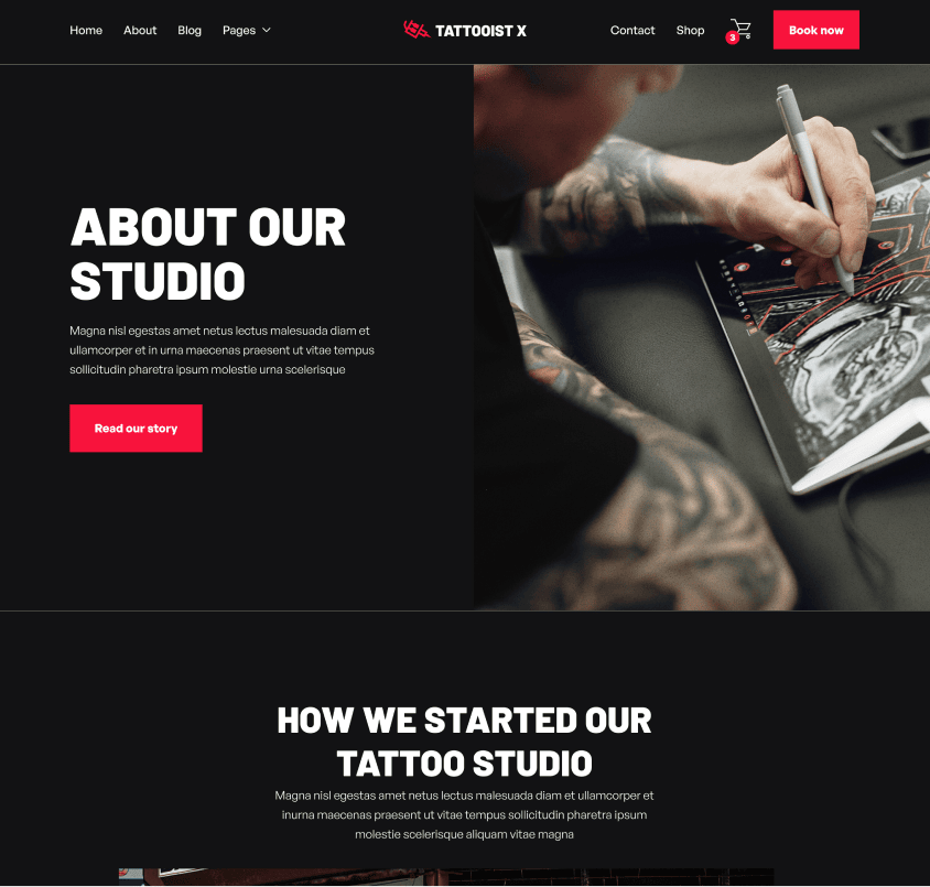 Image Page Hero Strip - Tattooist X Webflow Template