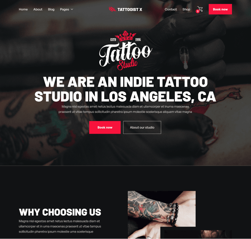 Image Page Hero Strip - Tattooist X Webflow Template