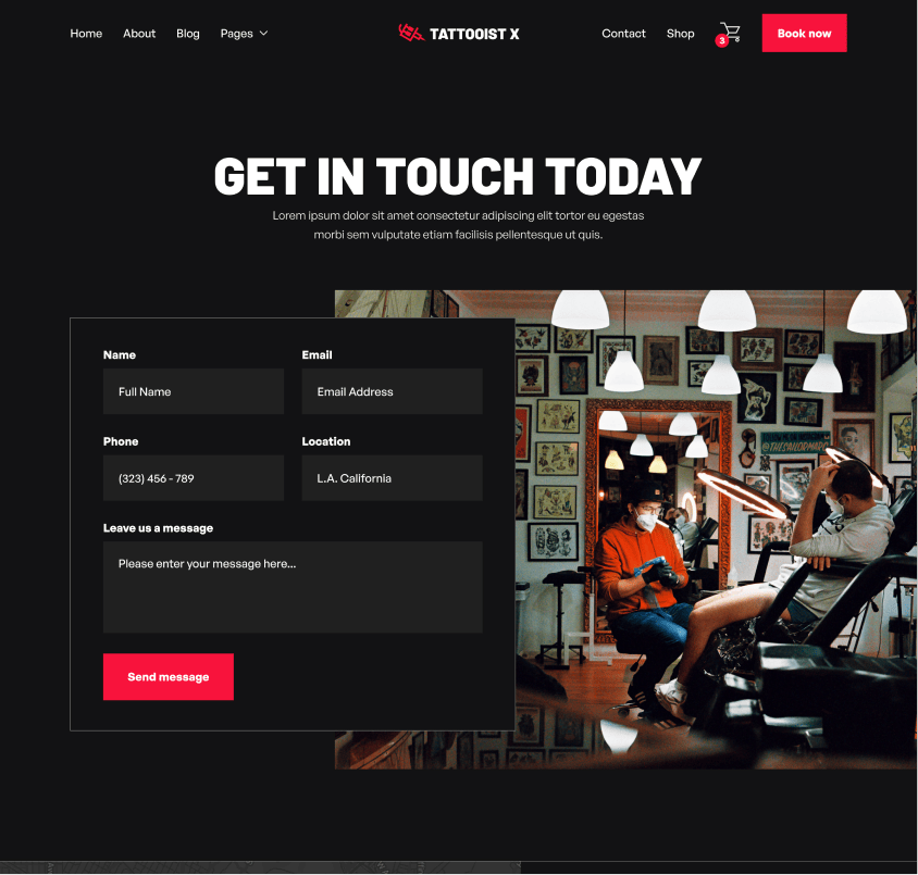 Image Page Hero Strip - Tattooist X Webflow Template