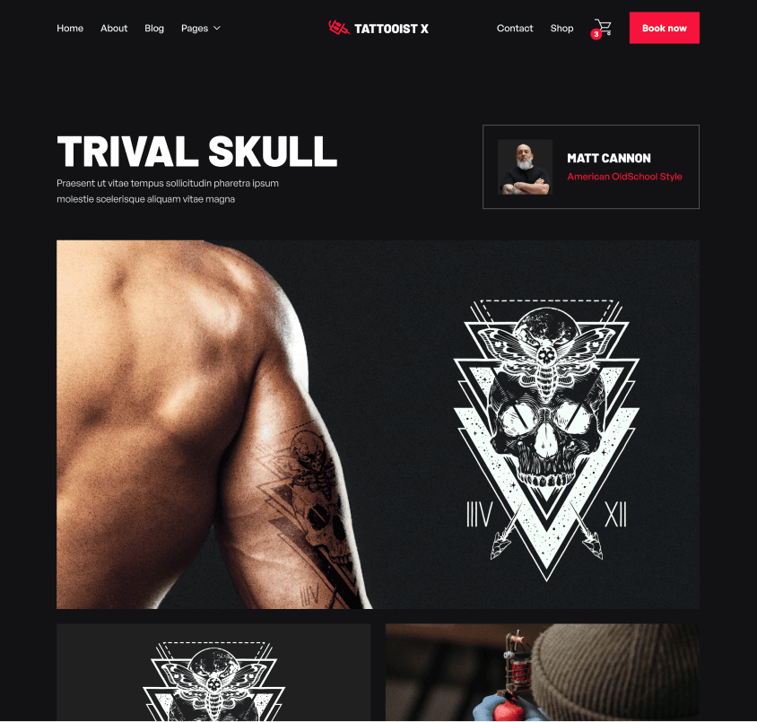 Image Page Hero Strip - Tattooist X Webflow Template