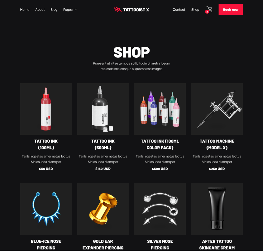 Image Page Hero Strip - Tattooist X Webflow Template