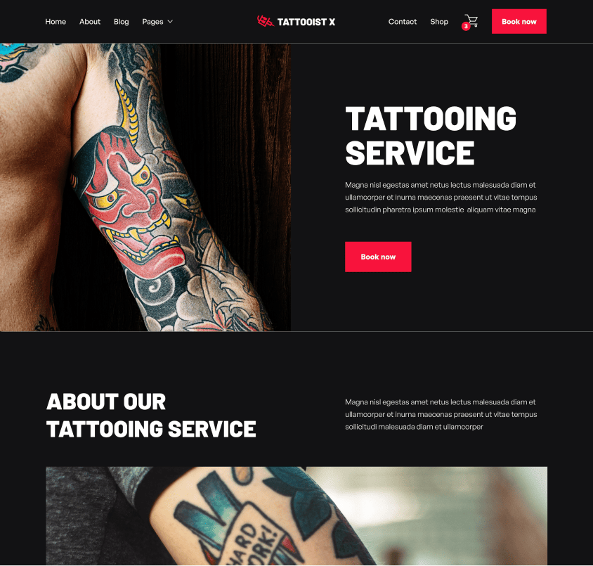 Image Page Hero Strip - Tattooist X Webflow Template