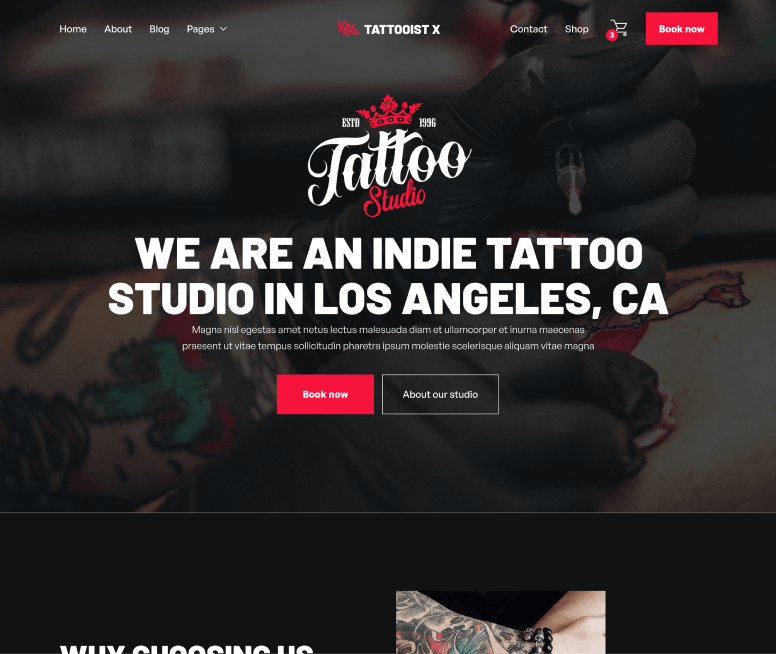 Home - Tattooist X Webflow Template