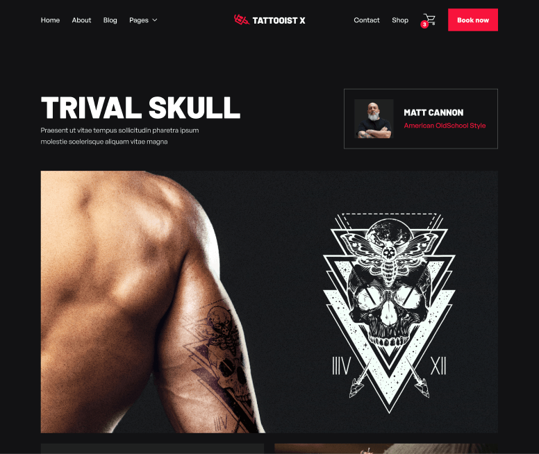 Portfolio Single - Tattooist X Webflow Template