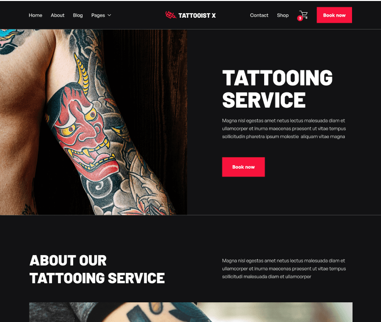 Service Single - Tattooist X Webflow Template