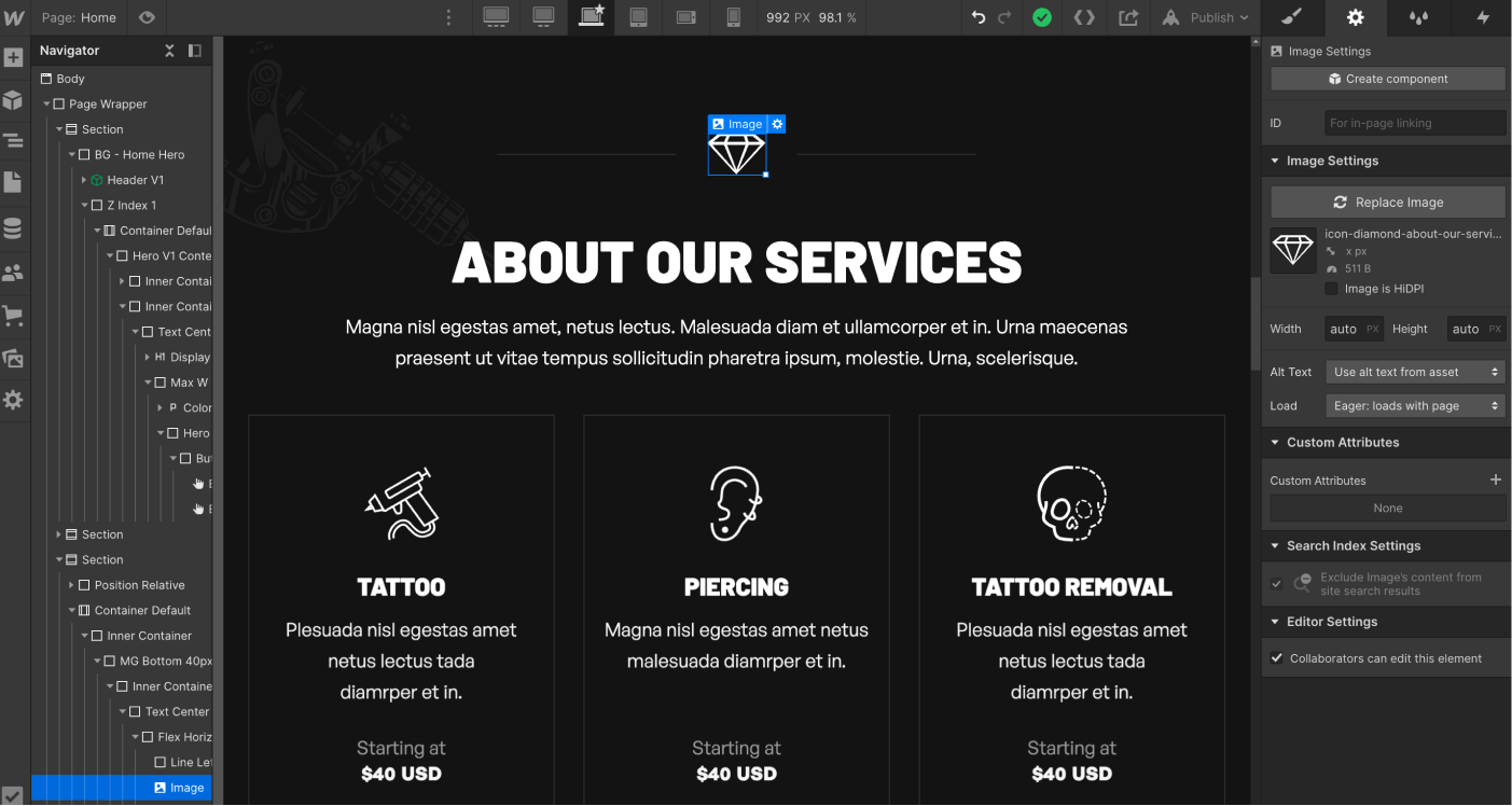 Icons And Graphics - Tattooist X Webflow Template