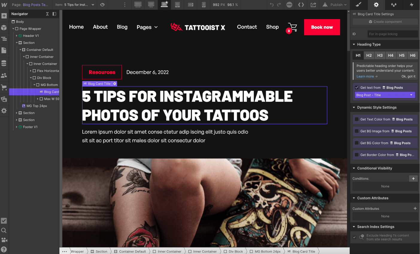 CMS Page - Tattooist X Webflow Template