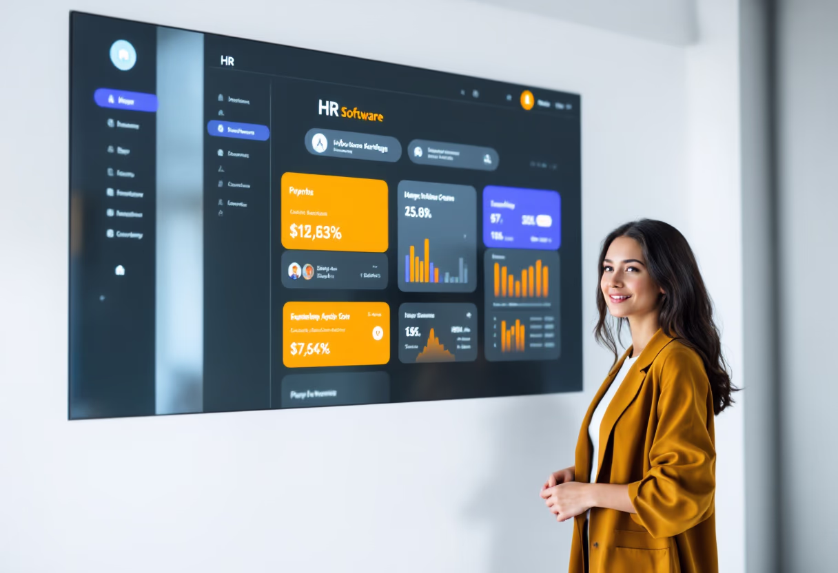 [interface] image of employee interacting with hr software (for a hr tech)