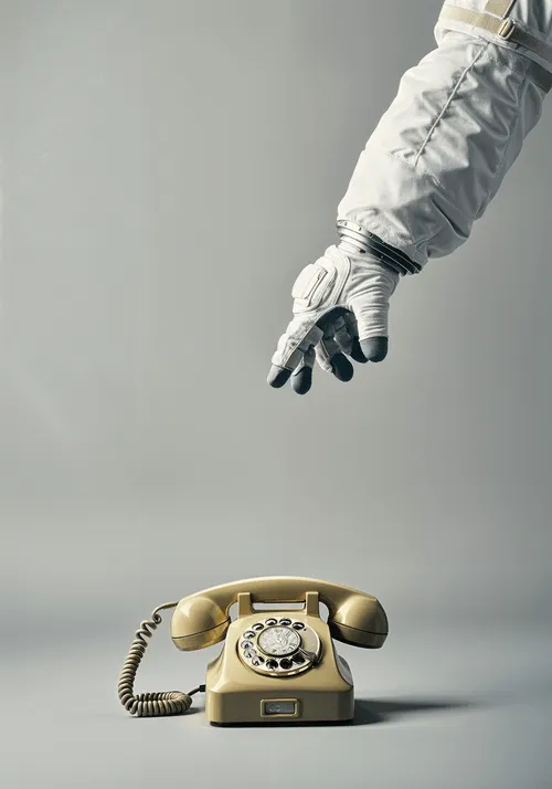 arms reaching on vintage phone