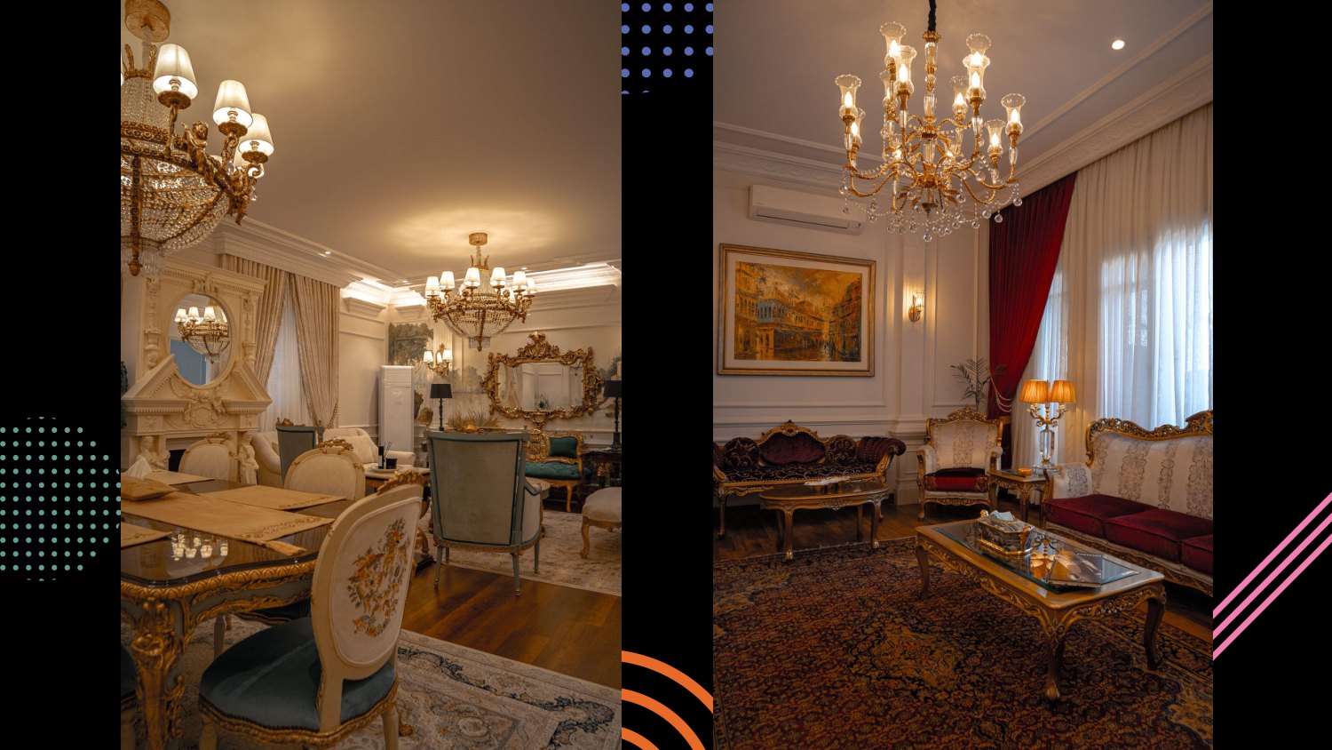 Aniq Varani formal living and dining room photography by Pixelix