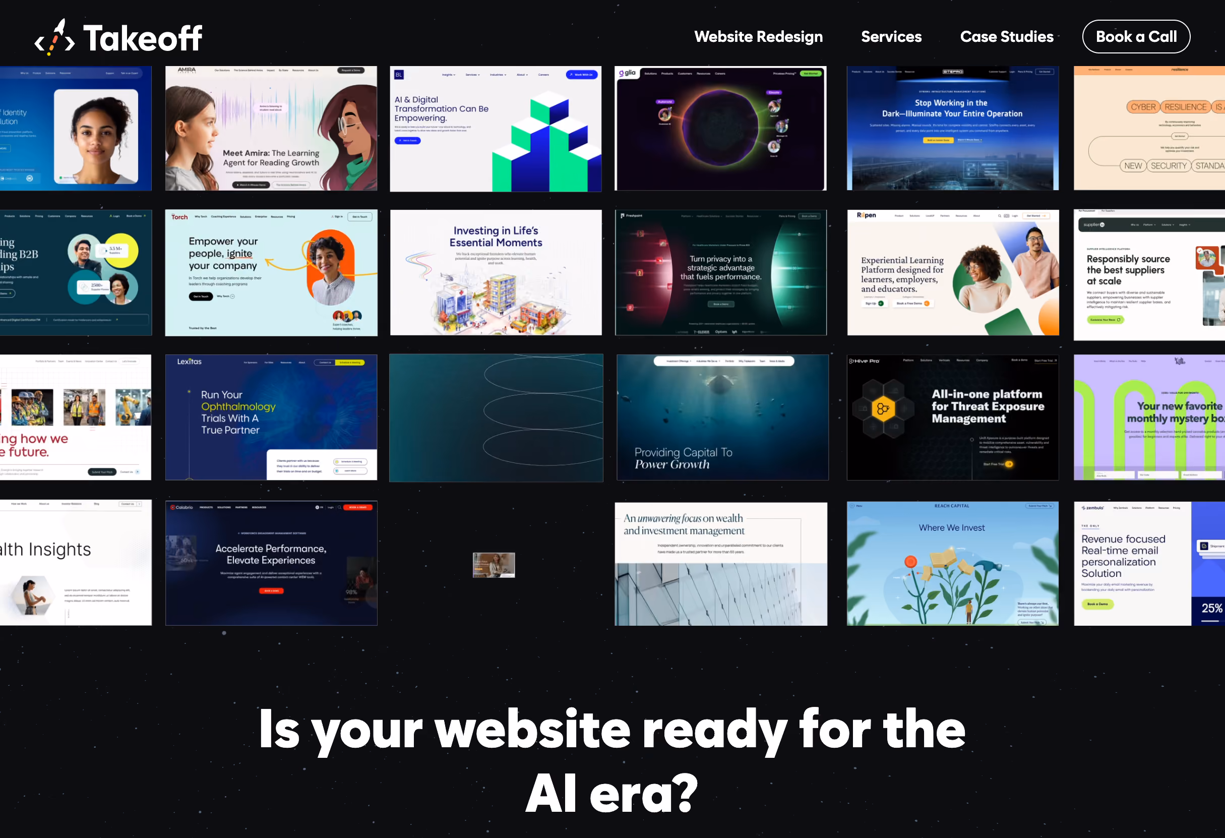 Takeoff web design agency homepage hero