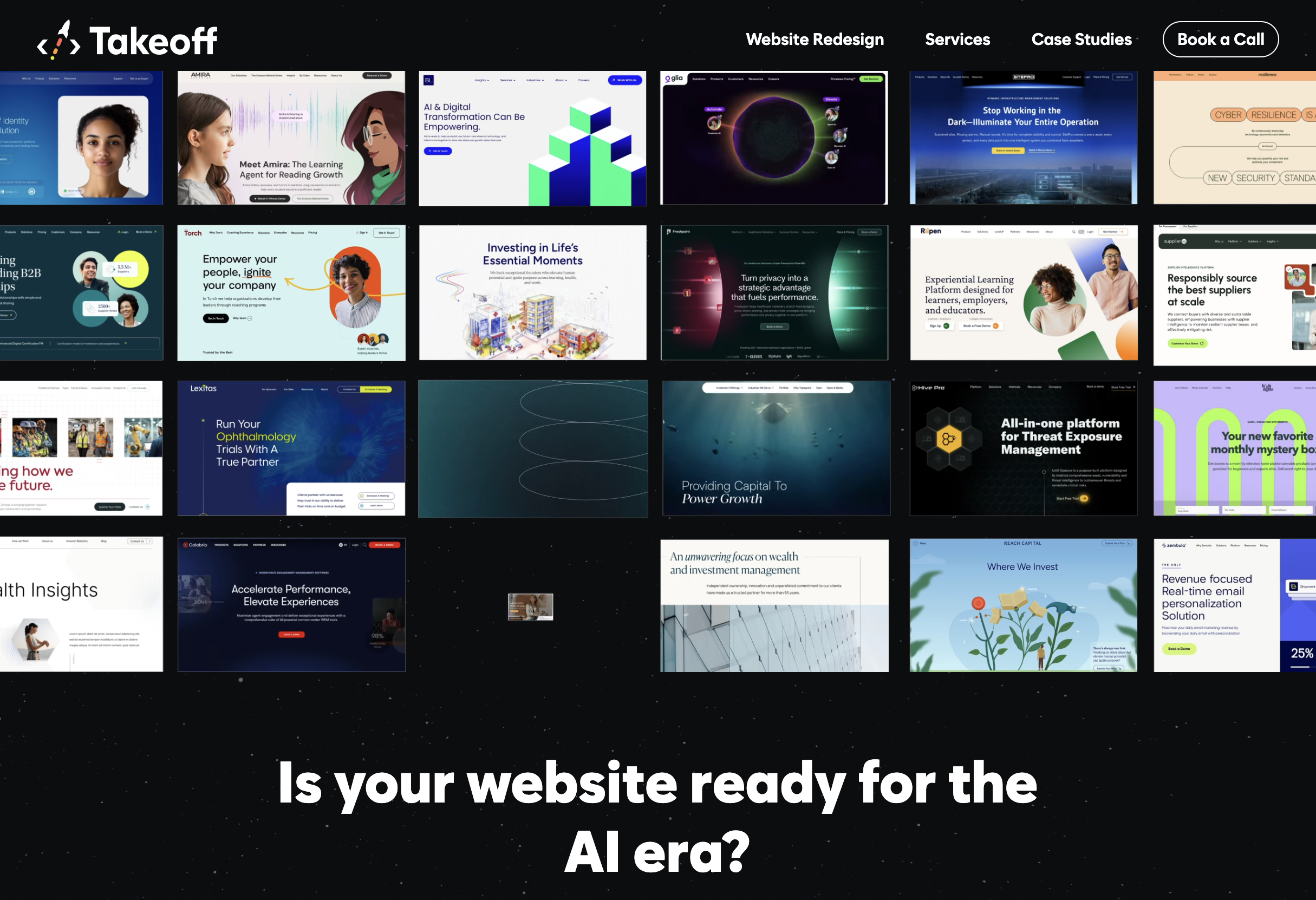 Takeoff web design agency homepage hero