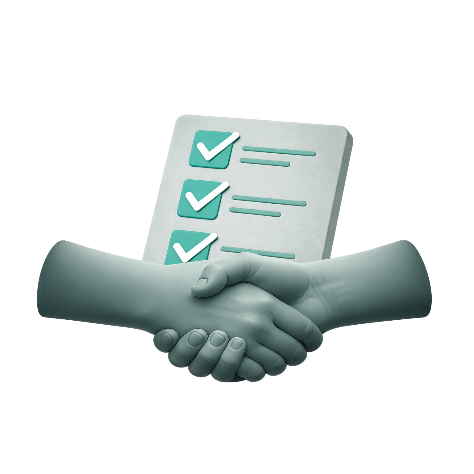 Handshake in front of a checklist, representing partnership-driven workflow design for CPA firms.