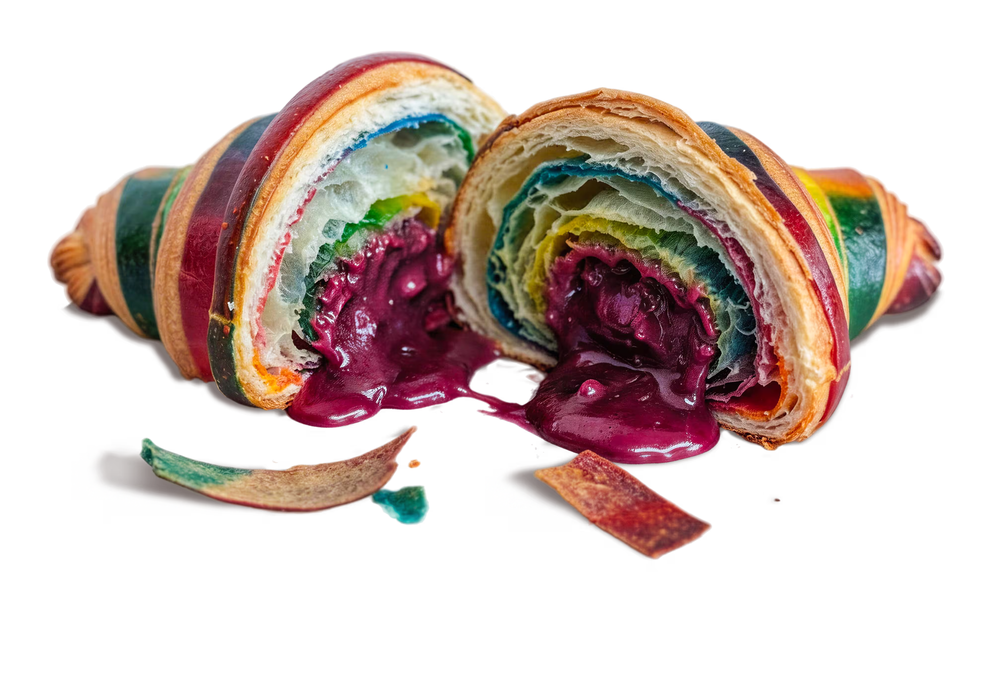 Delicious croissant with raspberry filling