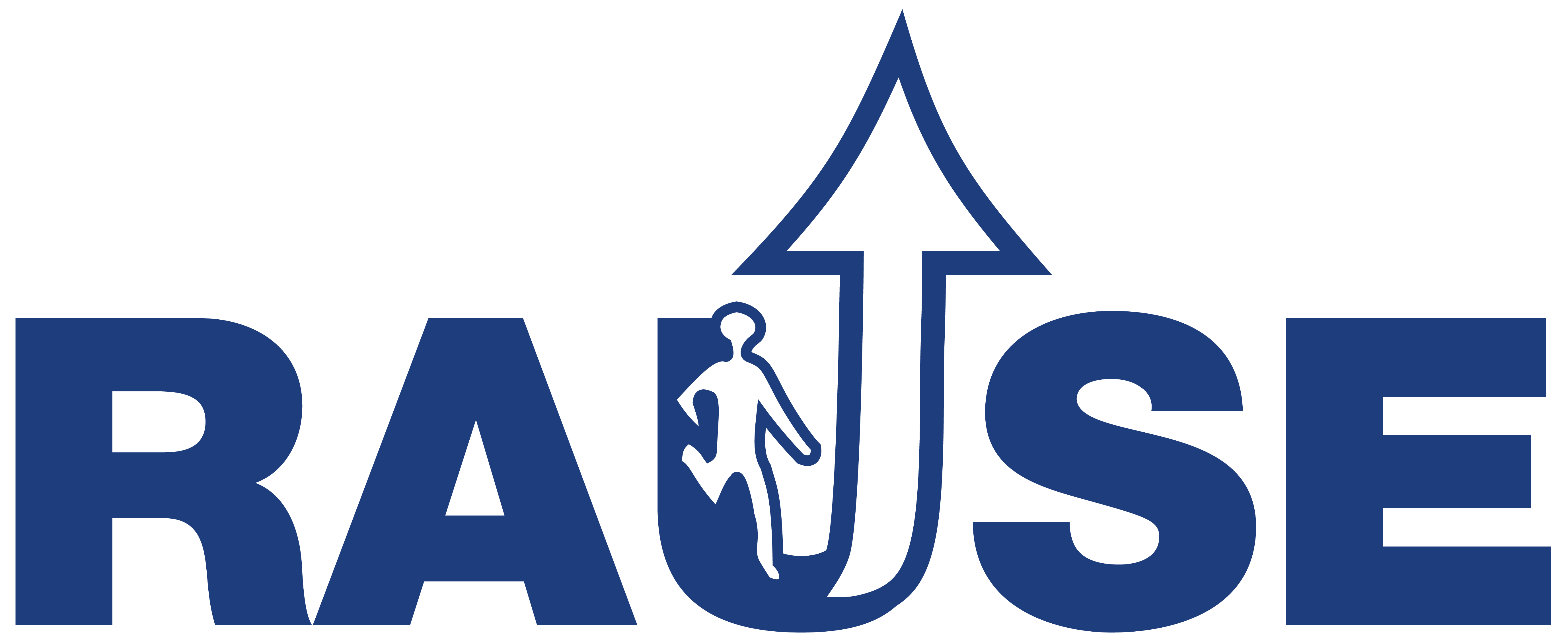 Rause med en stilisert person som løper oppad integrert i bokstaven U.