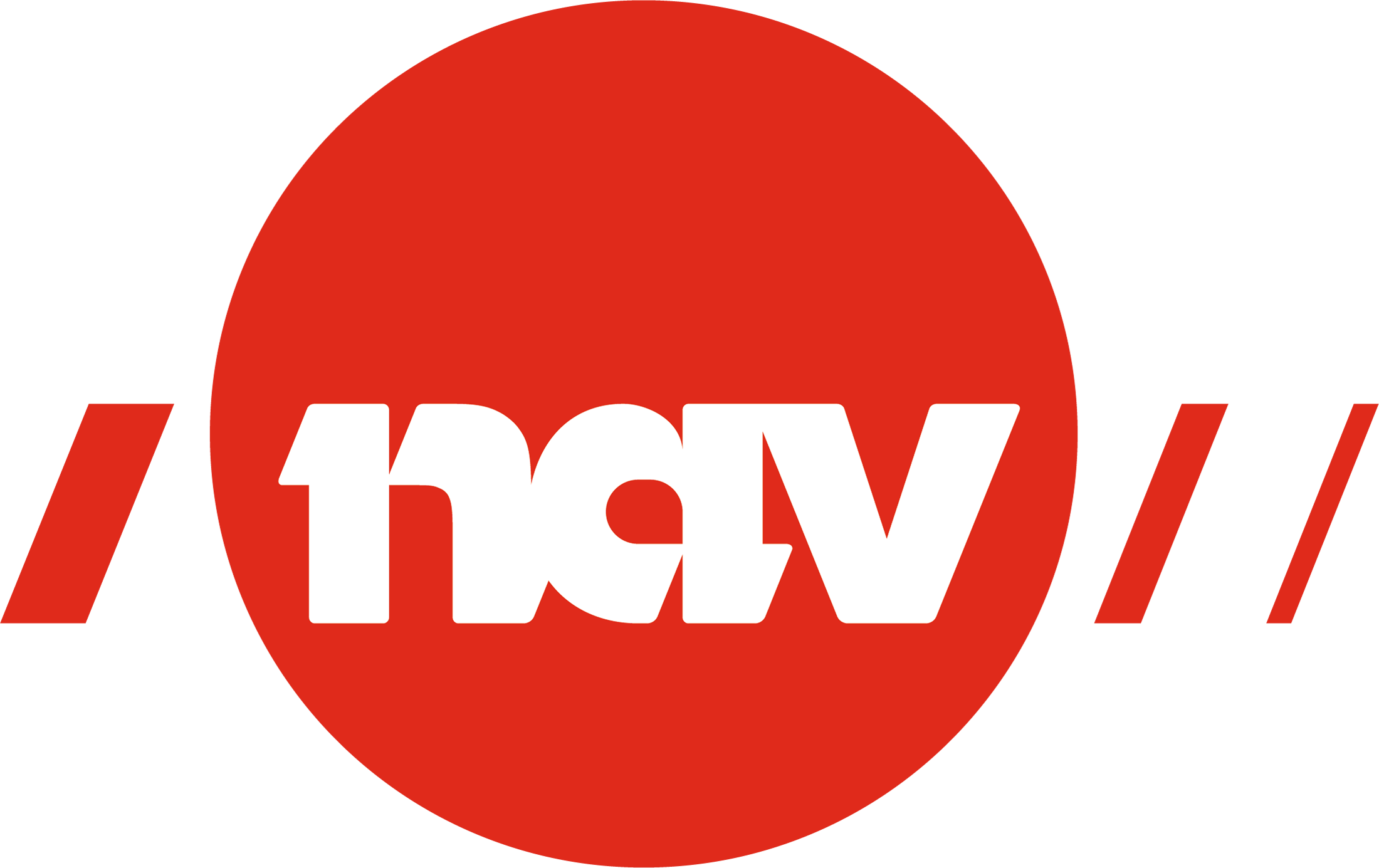 NAV-logo med hvit tekst over en rød sirkel og skråstreker på sidene.