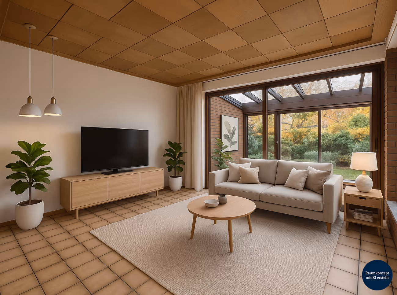 Wohnzimmer KI-generiert