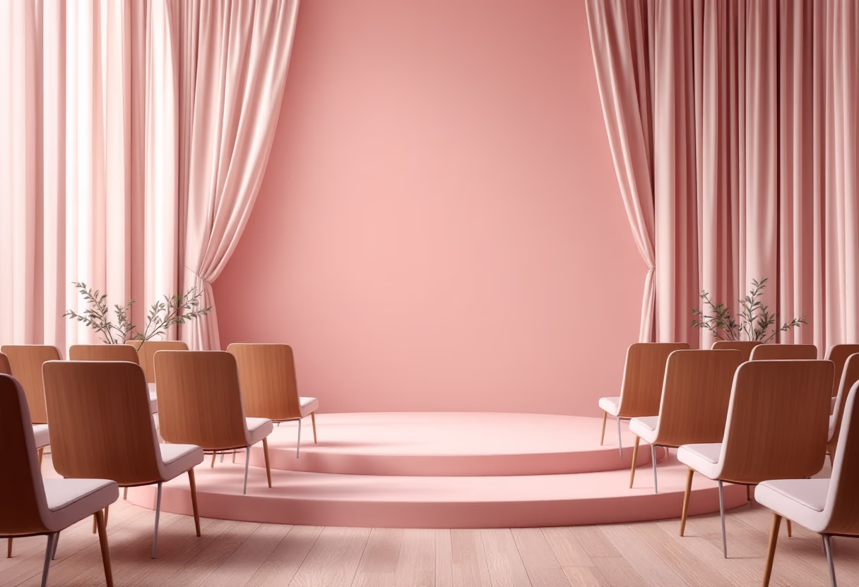 [background image] image of stage with seating (for a author & writer)
