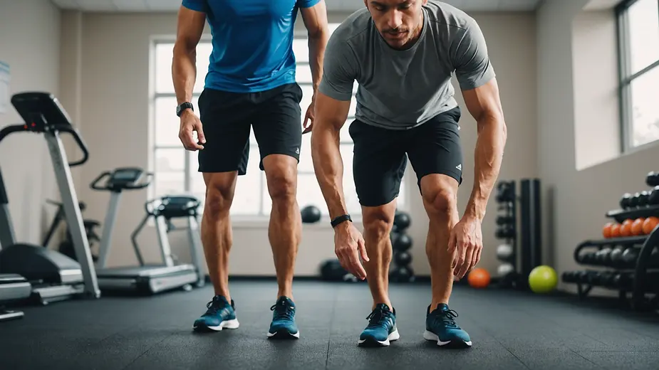 Eye-level view of a physical therapy session for runners