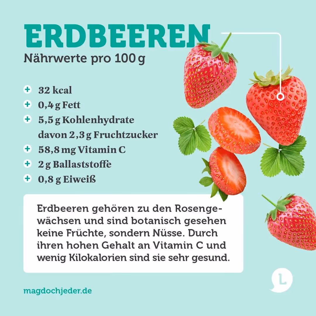 Infografik Erdbeeren: Die Inhaltsstoffe von Erdbeeren