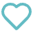 Teal heart icon with a hollow center.