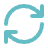 Teal refresh icon with two circular arrows forming a loop.