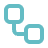 Two connected square shapes with rounded corners in teal color forming a simple workflow icon.