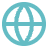 Teal globe icon representing the Earth or internet.