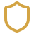 Minimalist golden shield icon on a white background.
