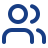 Blue icon of a person with a circular head and shoulders in a minimalist style.