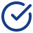 A navy blue circle with a check.