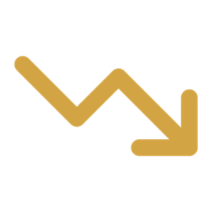 Yellow downward zigzag arrow indicating reduction or decrease.