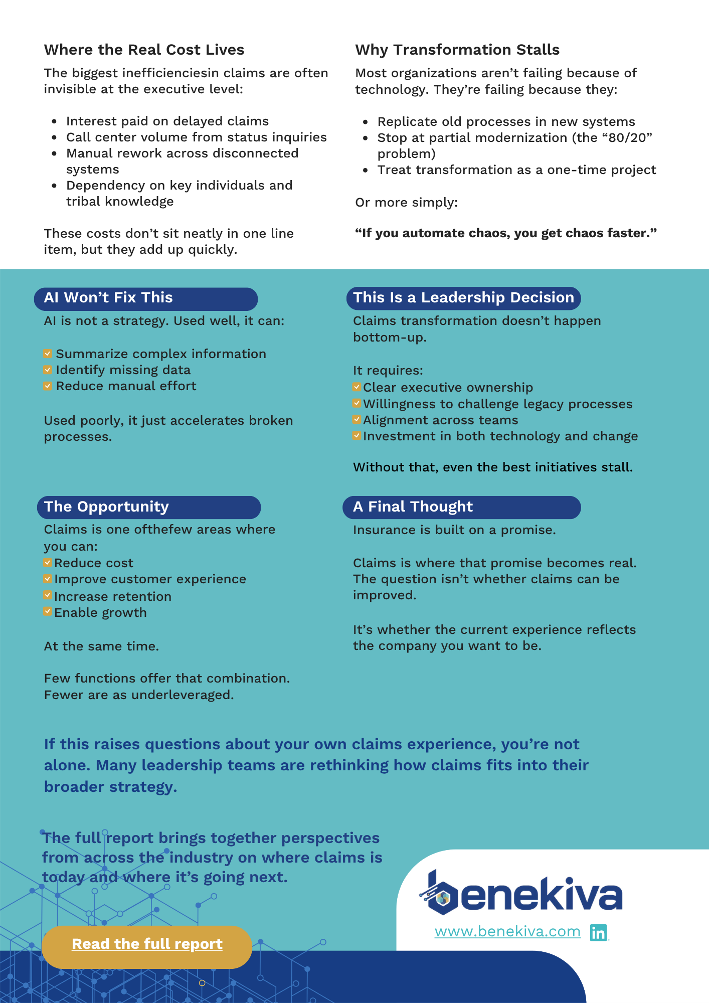 Modern Claims Report Executive Brief Page 2 talking about Benekiva's modern claims platform.