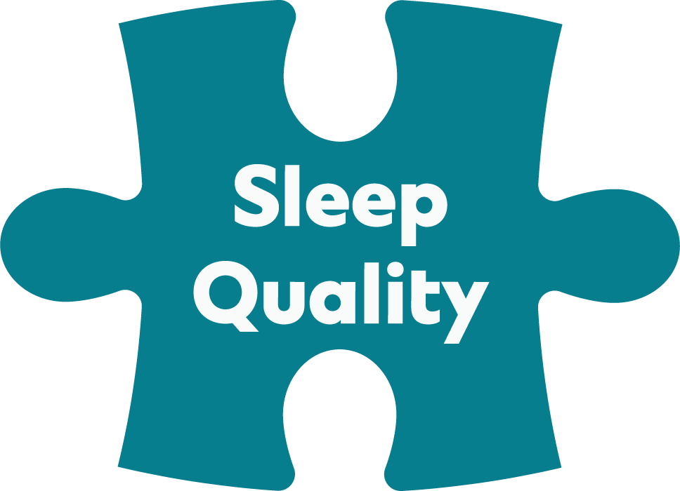 Teal puzzle piece with the text 'Sleep Quality' in white bold letters.