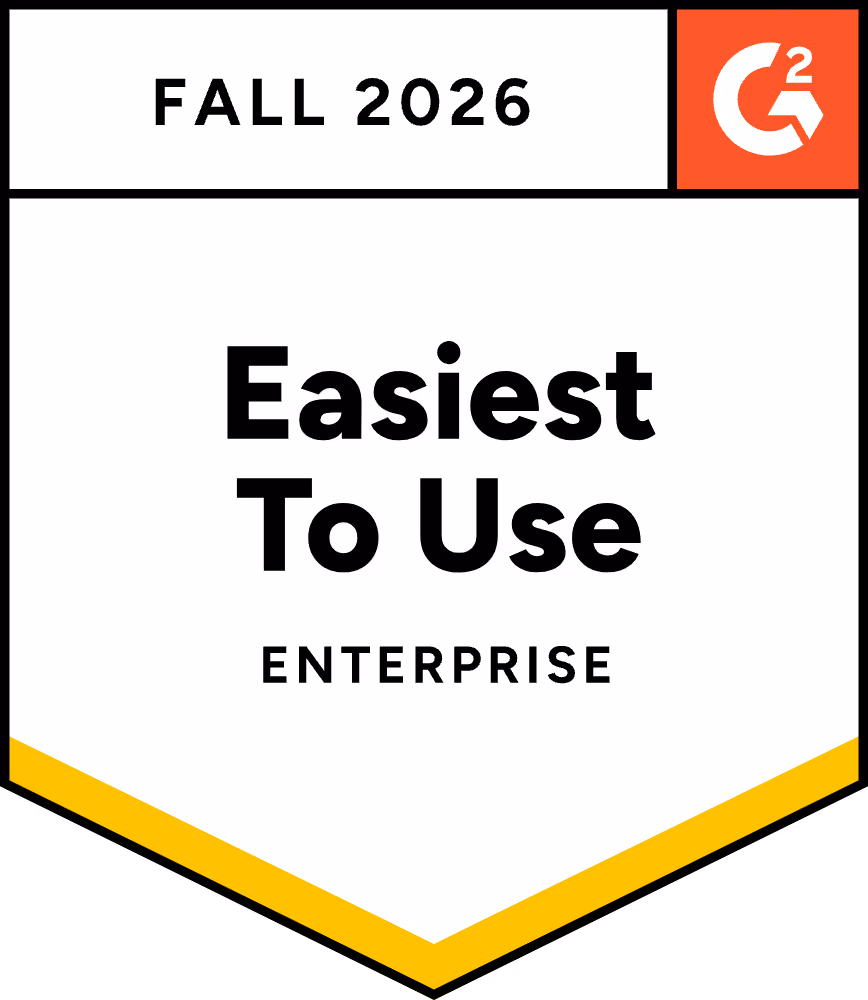 G2 badge for Summer 2026 award: Easiest To Use Enterprise category.