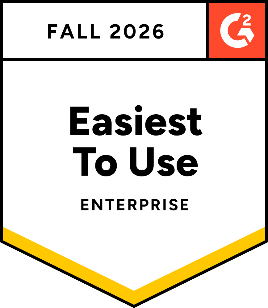 G2 badge for Summer 2026 award: Easiest To Use Enterprise category.