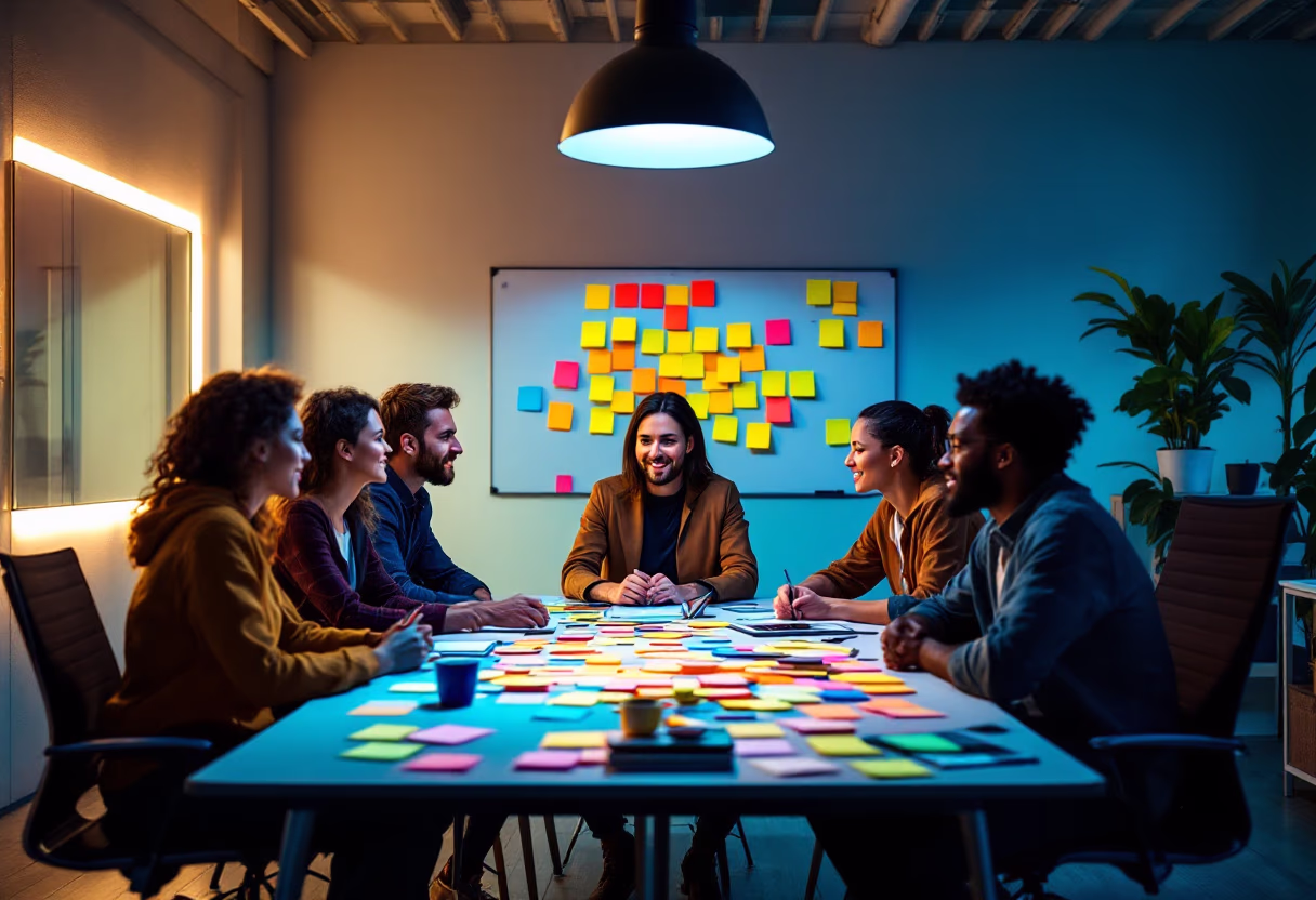 image of brainstorm session with sticky notes (for a b2b saas)