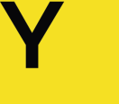 Black uppercase letter Y on a yellow background.
