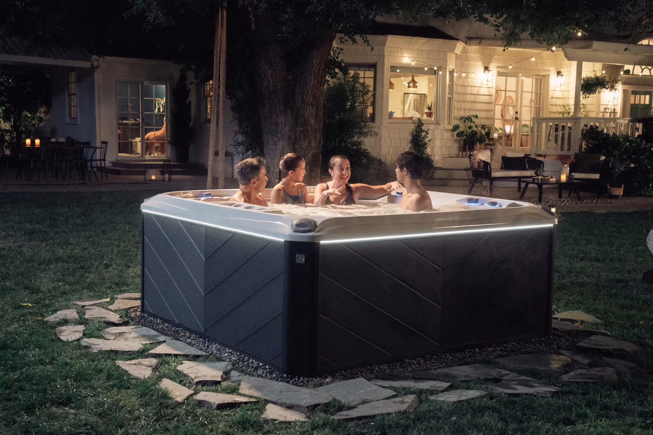Family enjoys A spa
