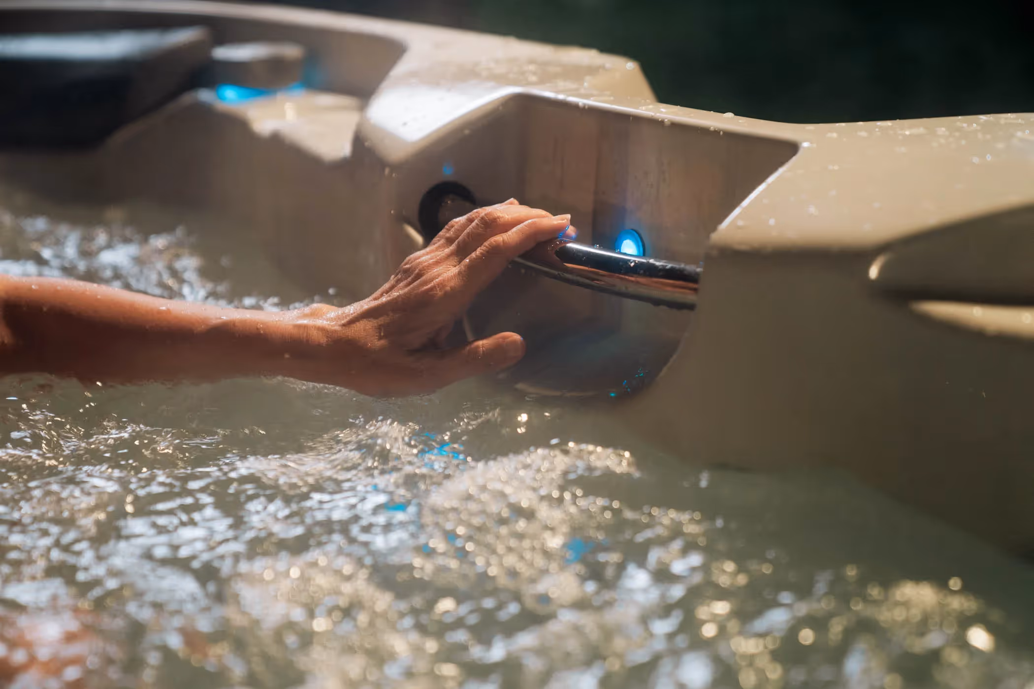 Close up of hot tub edge