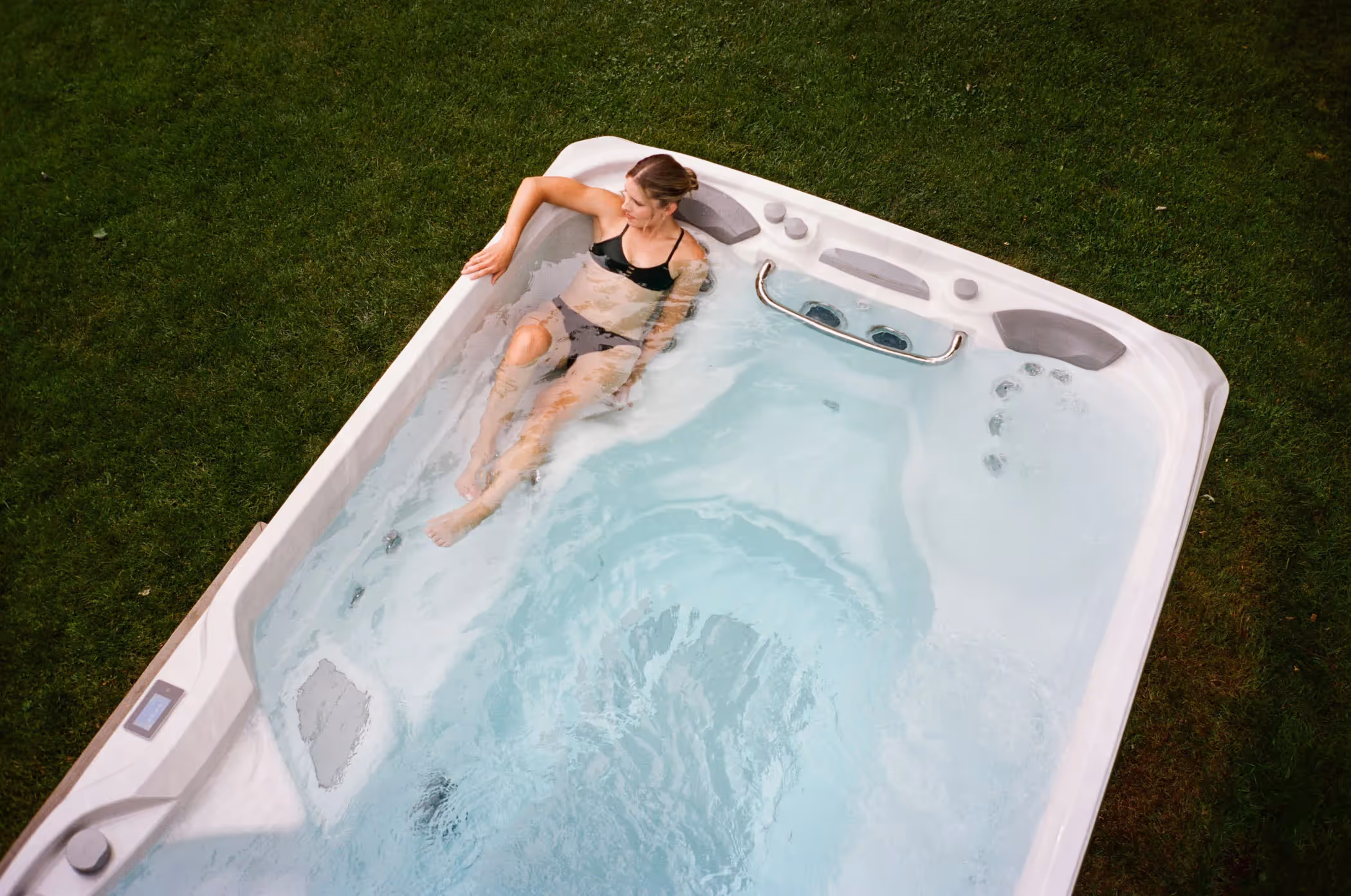 Relaxing alone in swim spa