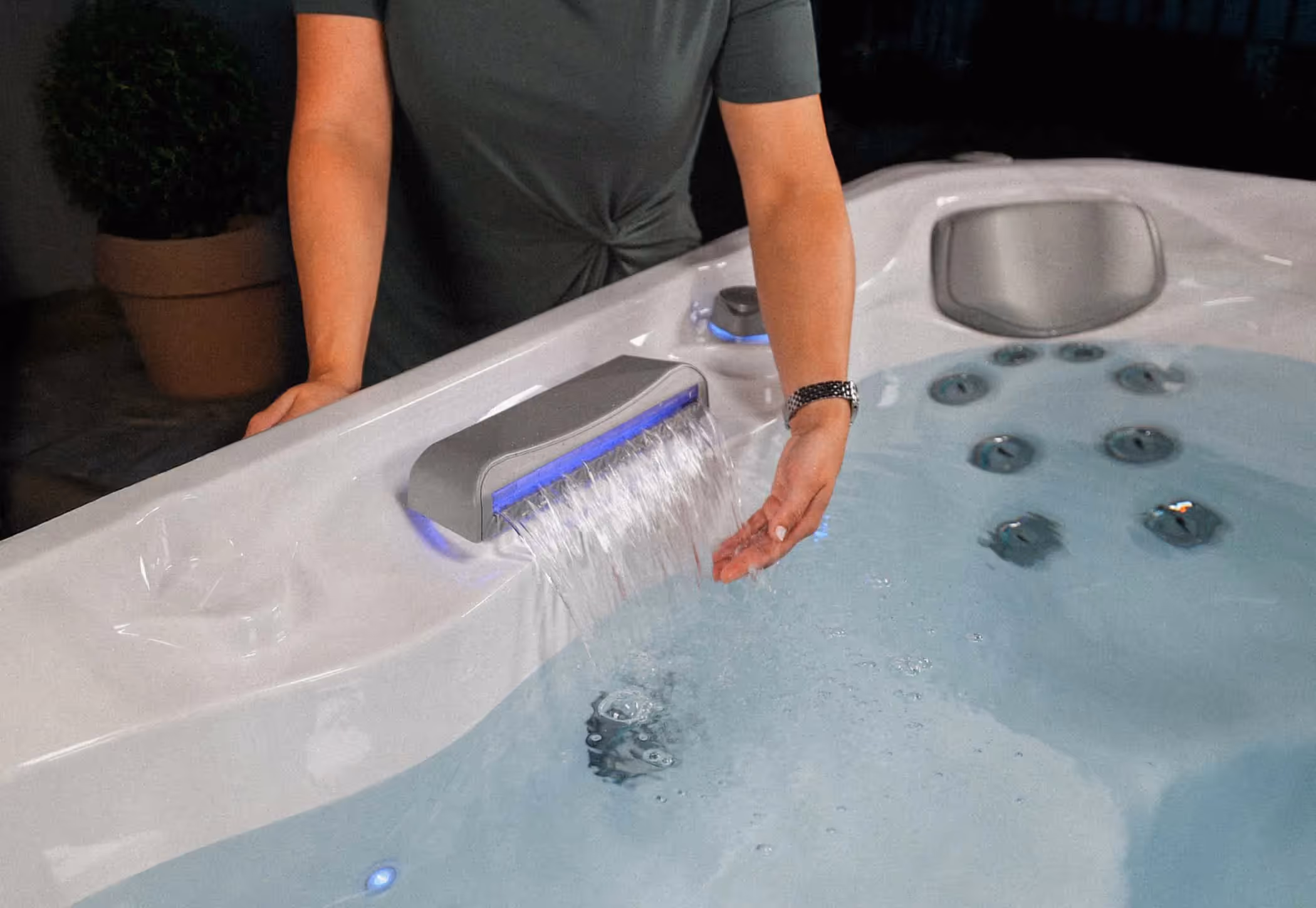Checking spa water