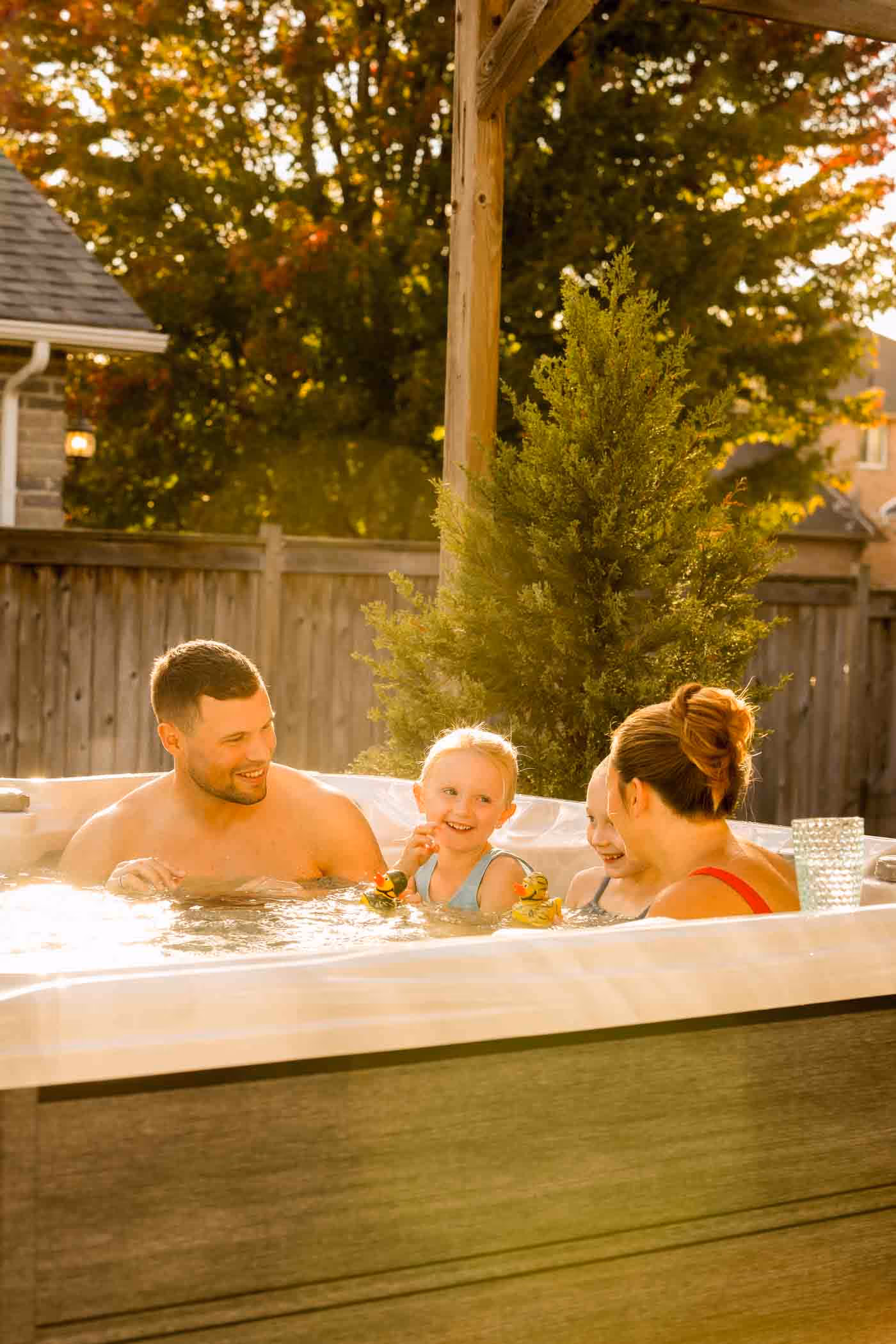 Family together in spa